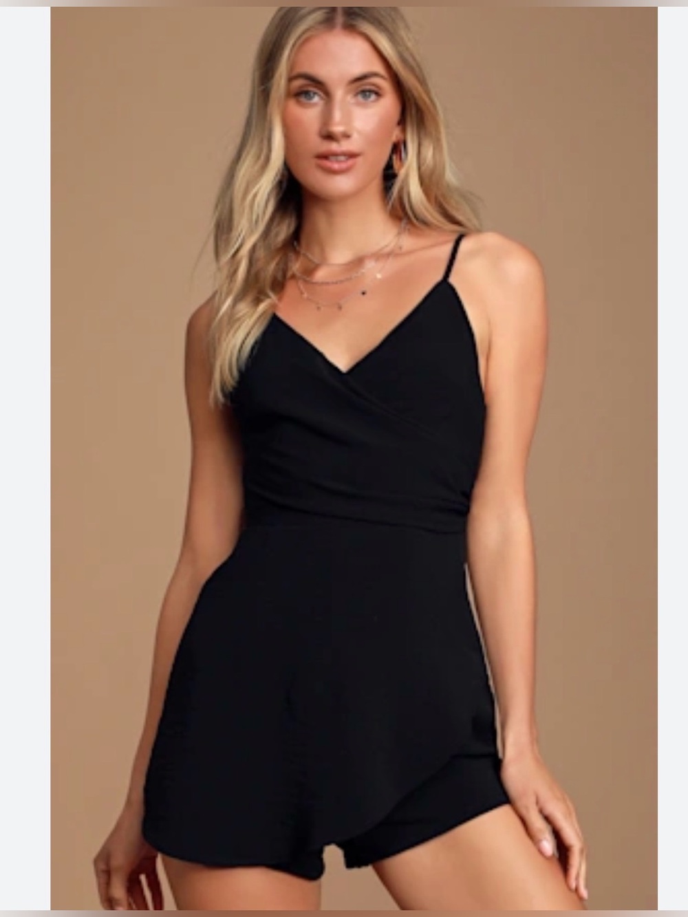 Lulu’s Alora Black Sleeveless Wrap Skort Romper